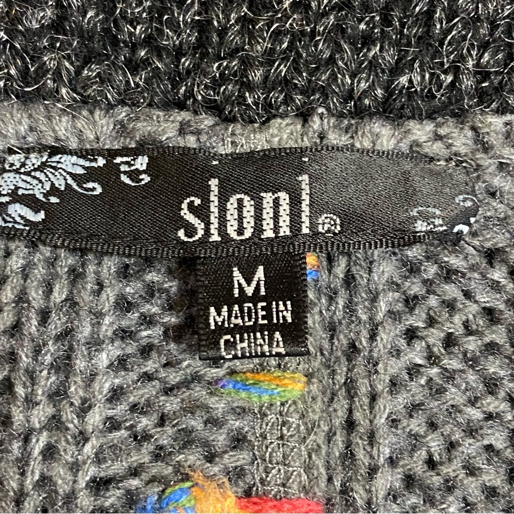 SIONI Long Cardigan Sweater Jacket Buttons Wide Collar Wool Y2K Artsy Medium - Picture 14 of 16